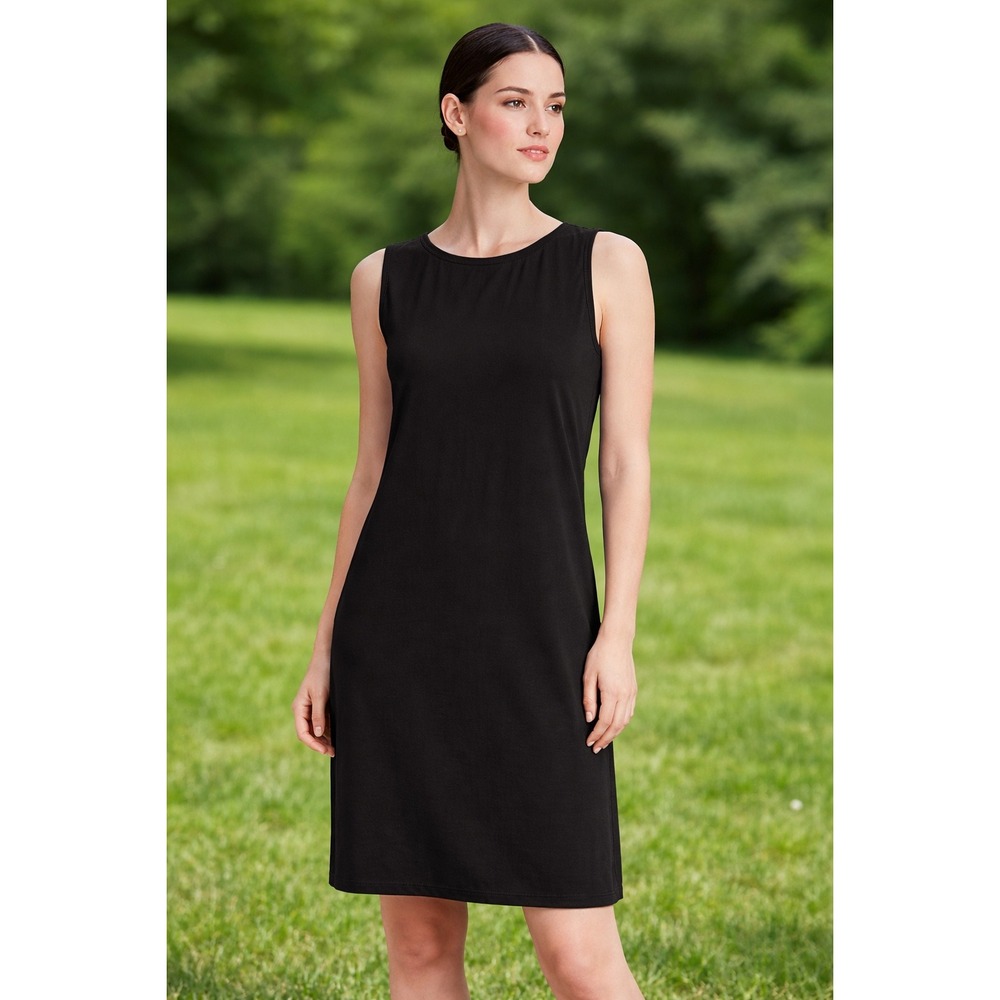 Eileen Fisher Silk Black Shift‎ Dress XXS Sleeveless Petite Capsule Wardrobe